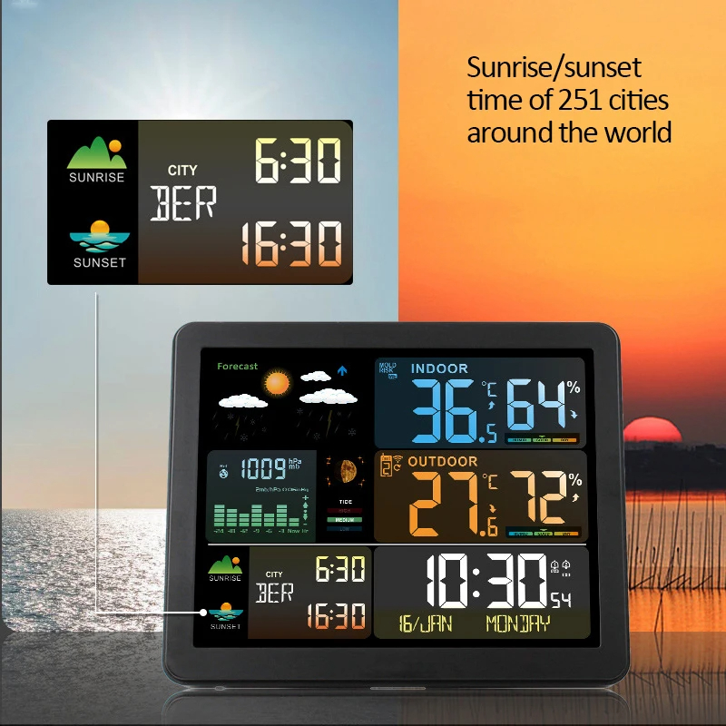 Digital Weather Station Clock  - đánh giá và giá Garden Weather Station